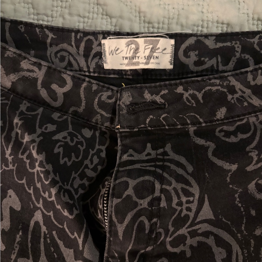 We The Free Charcoal and Slate Patterned flared jeans